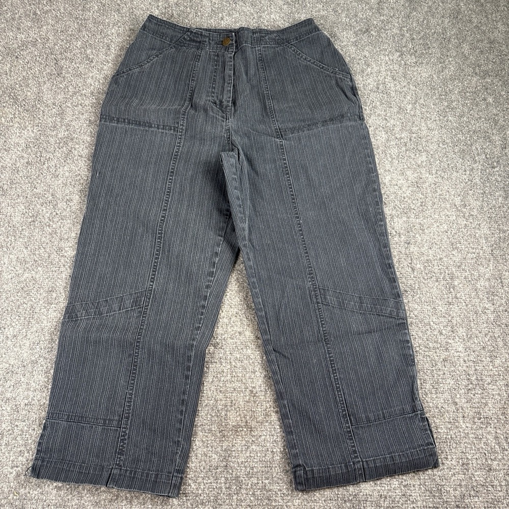 Y2K Denim & Co Jeans Women 8 Blue Cropped Textured Utility Cargo 90s Preppy VTG